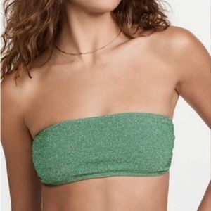 Beach Riot Kelsey Strapless Bikini Top Shimmer Green Emerald revolve free people